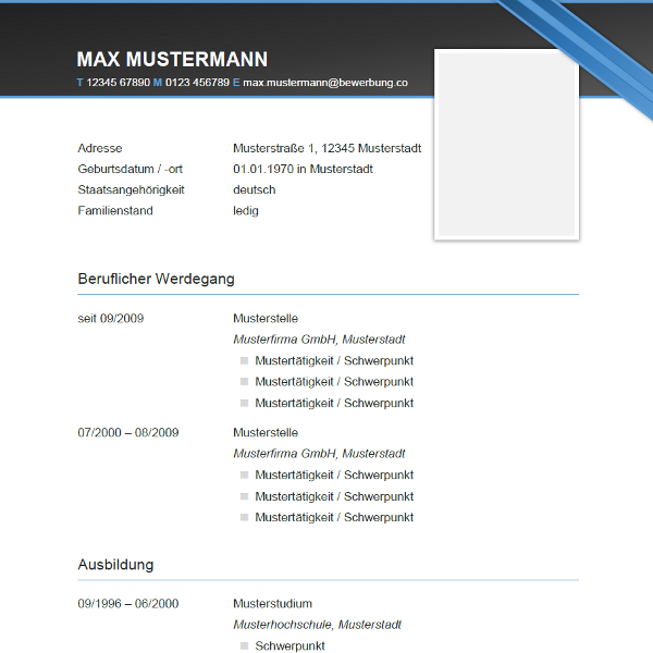 Vorlage / Muster: Lebenslauf-Muster 2015