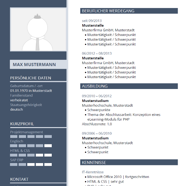 Vorlage / Muster: Lebenslauf-Layout