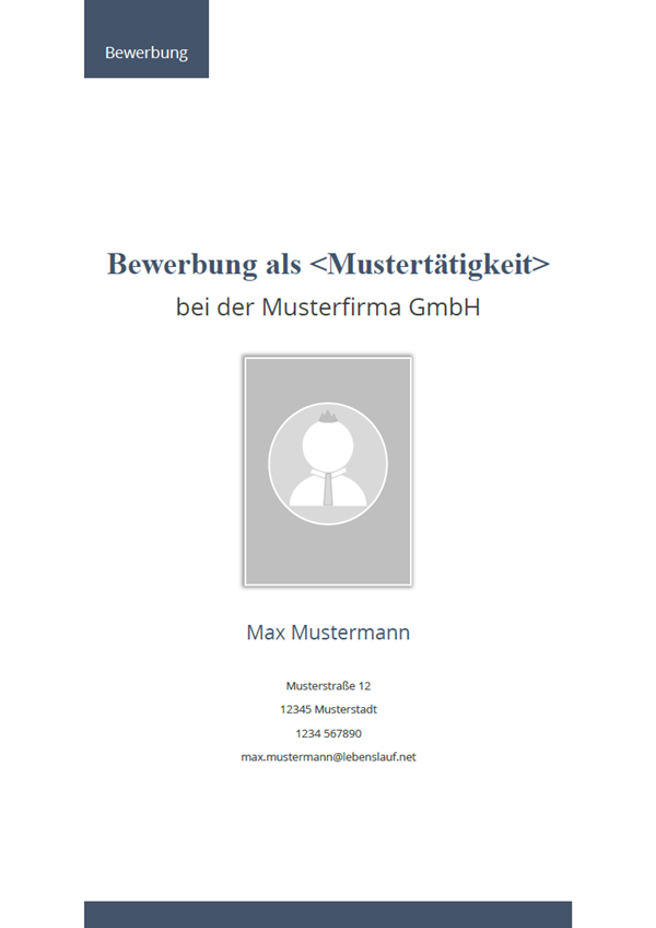 Vorlage / Muster: Deckblatt Bewerbung