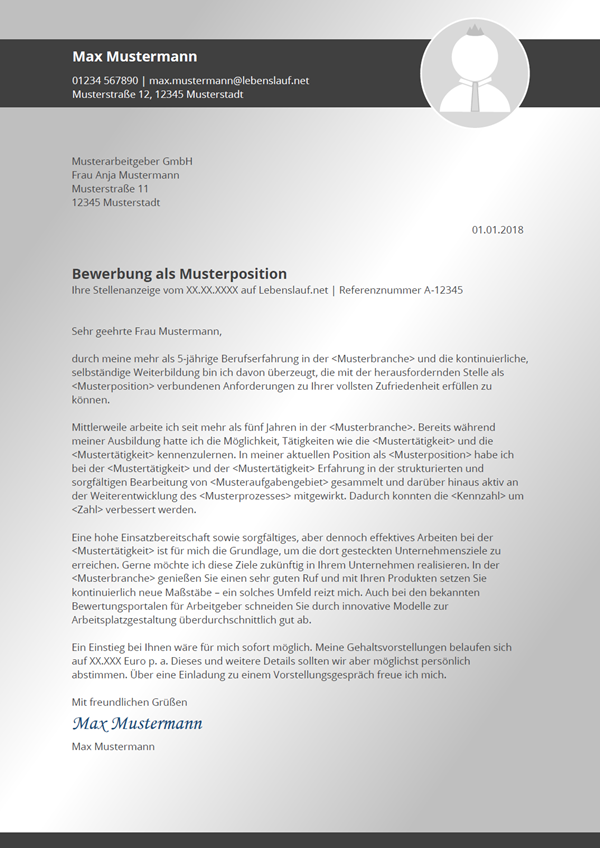 Referenznummer bewerbung mit Bewerbung: Die