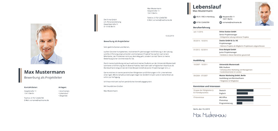 Bewerbungsvorlage mit Icons
